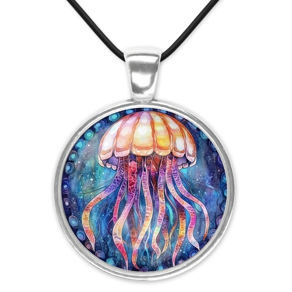 None Jewelry - Colorful Jellyfish Pendant Necklace